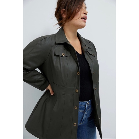 Anthropologie Kellie Faux Leather Fur Trim - NWT - SZ 6 - Picture 2 of 14